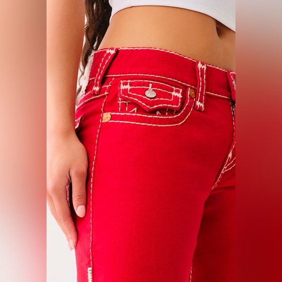 True Religion HALLE MID RISE SUPER SKINNY JEAN in RED LENOX AVE WASH - Picture 3 of 10